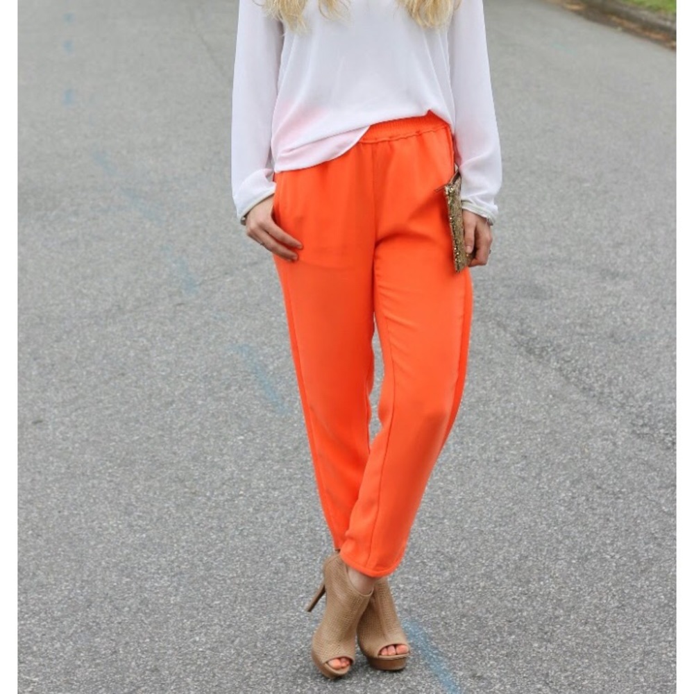 J Crew neon orange jogger pants NWT